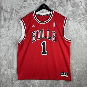 Vintage Derrick Rose Red Chicago Bulls NBA Basketball Jersey Mens XL 2010s